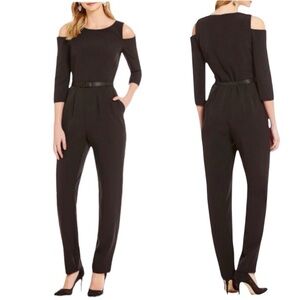 Eliza J Cold-Shoulder 3/4 Sleeve Jumpsuit